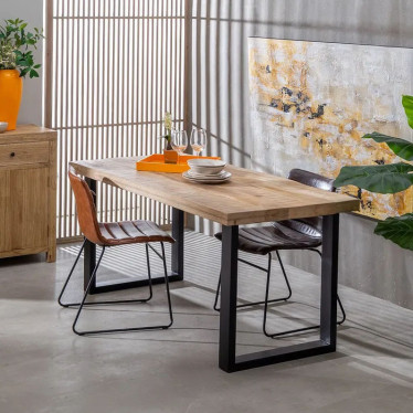 Table industrielle bois massif pieds en U