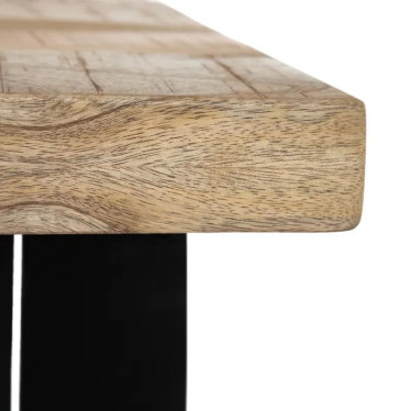 Table de repas industrielle en bois massif et pieds métal U Edern