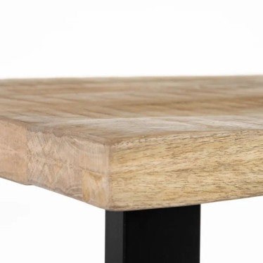 Table de repas industrielle en bois massif et pieds métal U Edern