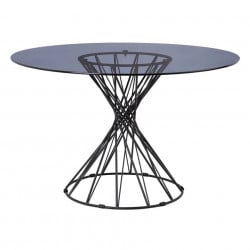 Table ronde design en verre 120cm Joni