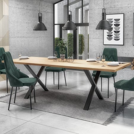 Table industrielle 160x90cm style bois et métal
