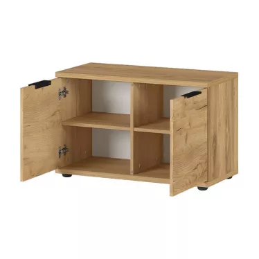 Banc à chaussures 8 paires deux portes couleur chêne Timo