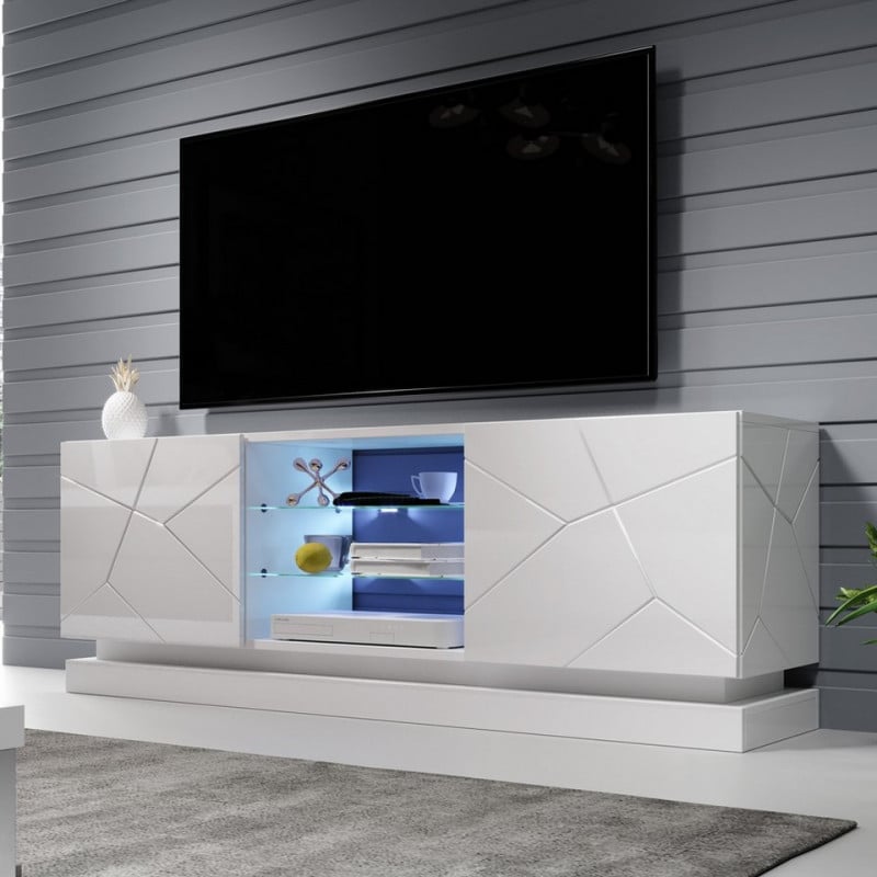 Meuble TV blanc design 160...