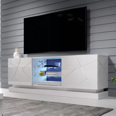 Meuble télé a led design blanc brillant 160 cm Clost