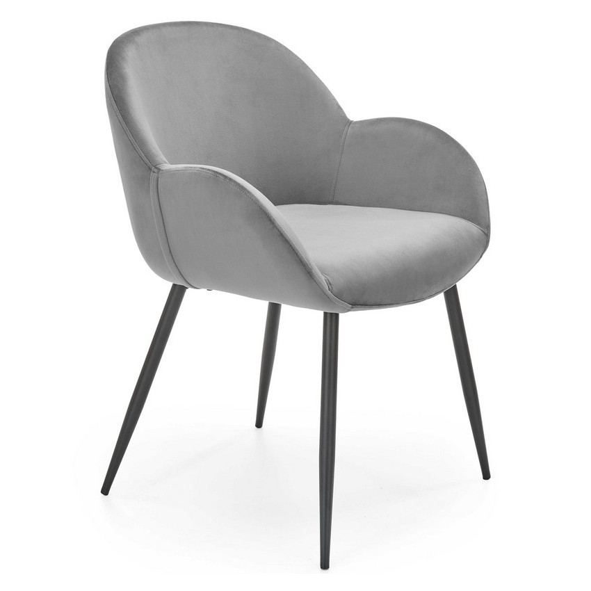 Chaise D'appoint En Velours Avec Dossier En Pétale Et Pieds En Métal Doré - Hauteur 80 Cm, Sans Accoudoirs - Pour Salle à Manger, Bureau, Chambre