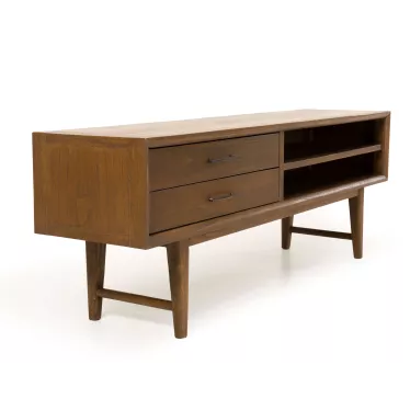 Meuble télé design 140 cm mindi 2 niches 2 tiroirs Ledger - So Inside