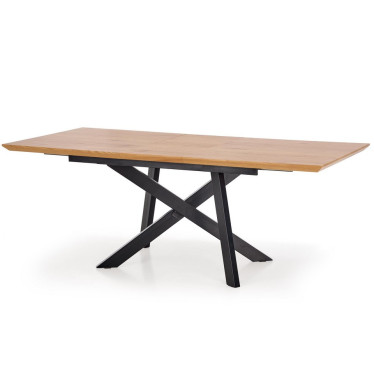 Table rectangulaire aspect chêne pieds croisés acier noir design Vegas