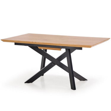 Grande table salle à manger rallonge centrale intégrée bois métal Vegas