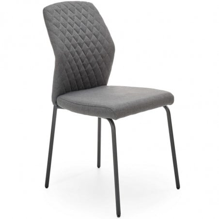Chaise de salle à manger contemporaine en tissu gris avec pieds noirs en métal APODIS