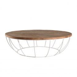 Table basse ronde coque bois & métal 120 cm