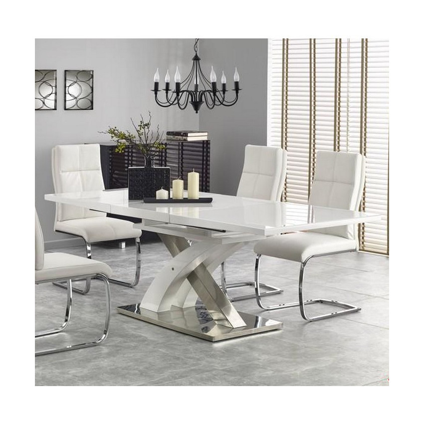 Ensemble Salle à Manger Blanc 120x60 Cm Avec 4 Chaises - Table MDF Et Similicuir, Style Moderne