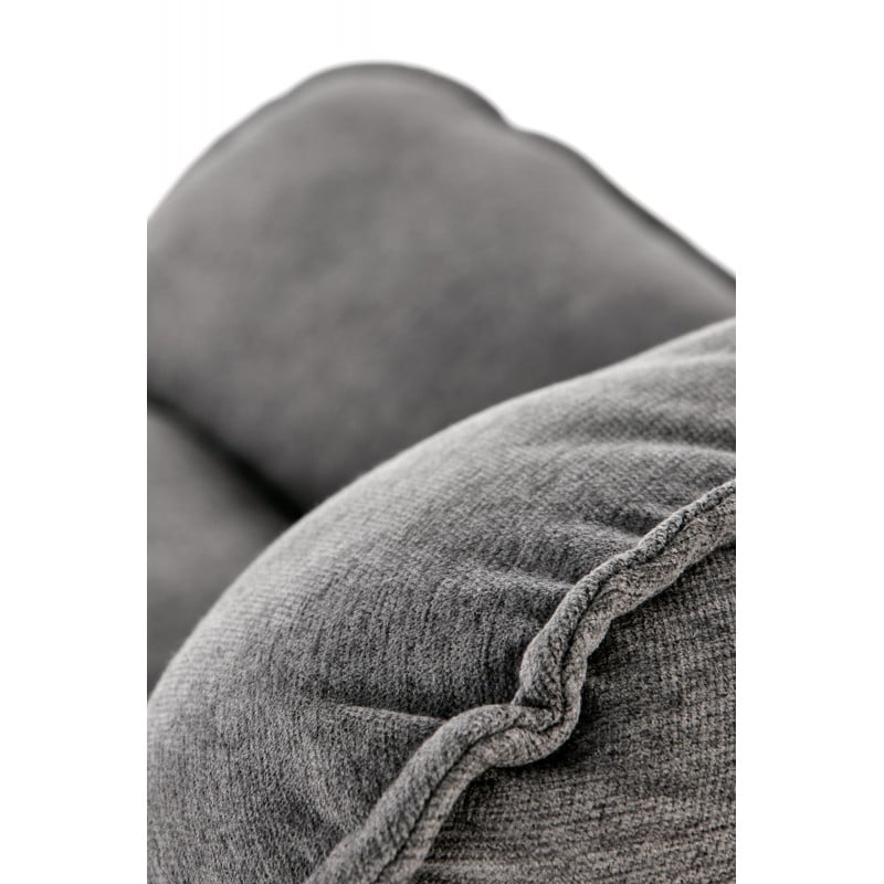 Fauteuil lounge en tissu gris avec piètement en métal noir GREGOR