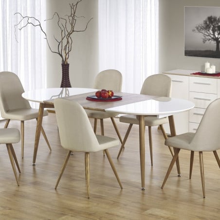 Table à manger extensible bois et blanc laqué Miya - Tables à manger - So Inside