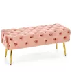 Banc capitonné en velours rose avec pieds dorés en métal PAOLA