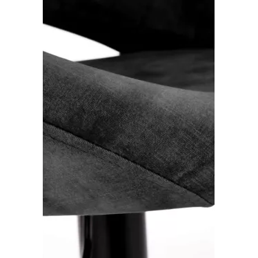 Tabouret de bar design en velours noir avec dossier et repose-pied