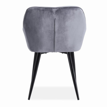 Chaise en velours gris capitonné avec pieds en métal noir Gordon