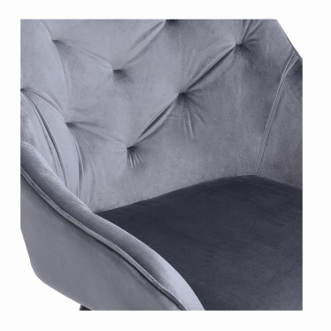 Chaise en velours gris capitonné avec pieds en métal noir Gordon