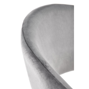 Chaise design moderne en métal noir, revêtement velours gris Brokem