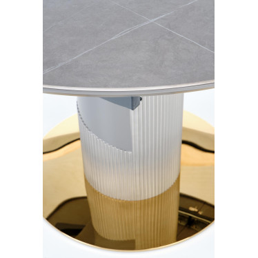 Détail du plateau effet marbre gris et du piètement bicolore table RAM