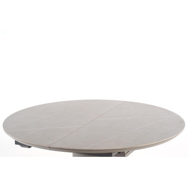 Table de salle à manger contemporaine avec pied central et rallonge