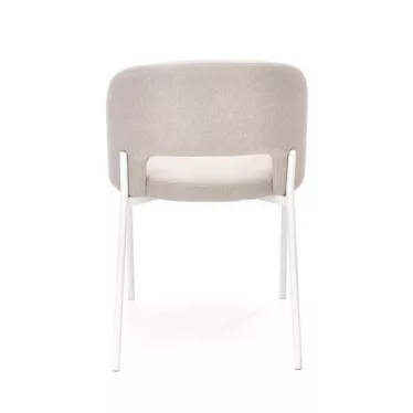 Chaise design pieds métal blanc revêtement tissu beige Puffin - So Inside