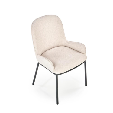 Chaise design en tissu beige avec pieds en métal noir - So Inside