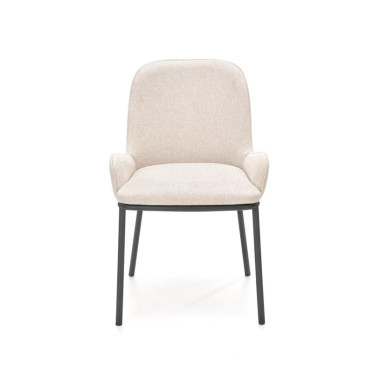 Chaise design en tissu beige avec pieds en métal noir - So Inside