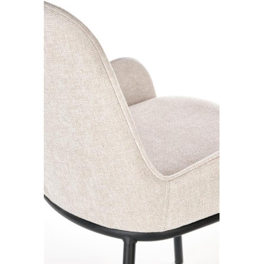 Chaise design en tissu beige avec pieds en métal noir - So Inside
