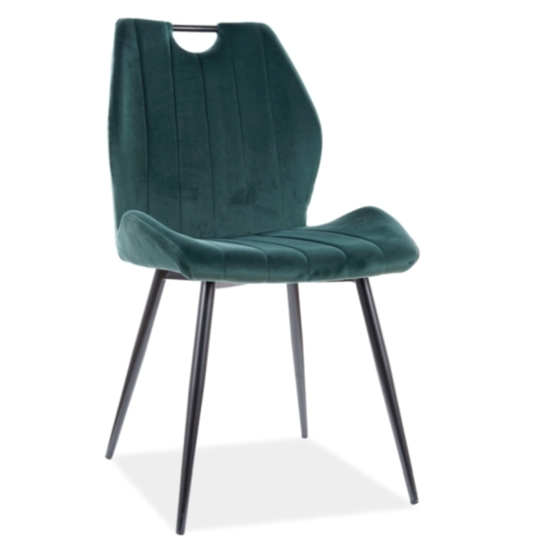 Chaise design métal noir et velours vert Skal
