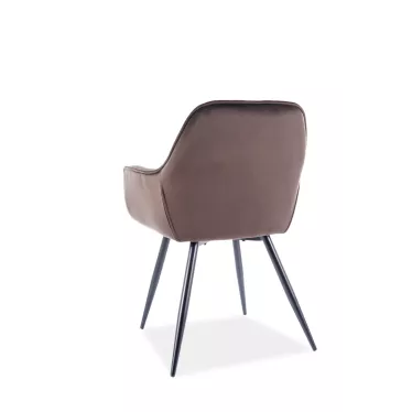 Chaise et fauteuil de table en velours marron