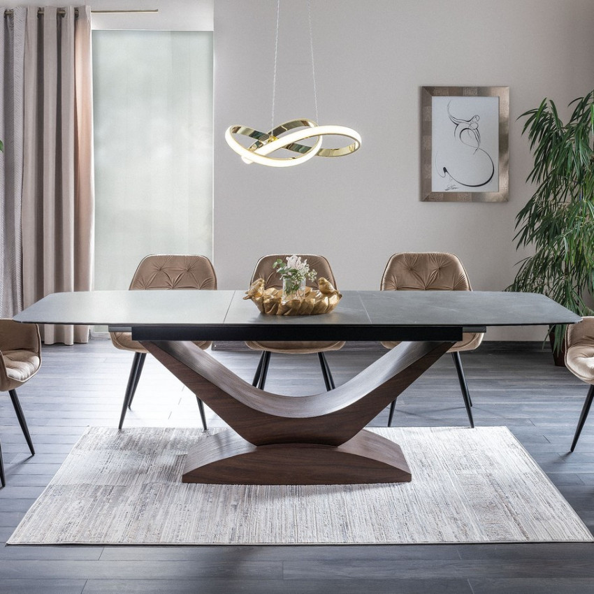 Table Manger Plateau C ramique 180 240cm Pied Bois Table Manger Plateau C ramique 180 240cm Pied Bois
