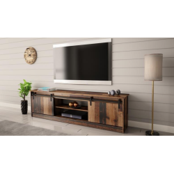 Meuble TV design couleur bois vieilli 200 cm Hexa