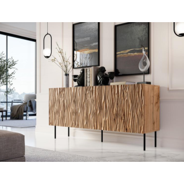 Enfilade design en bois chêne wotan Mokt dans un salon chic