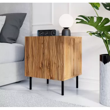 Table de chevet design décor chêne wotan Mokt (x2)