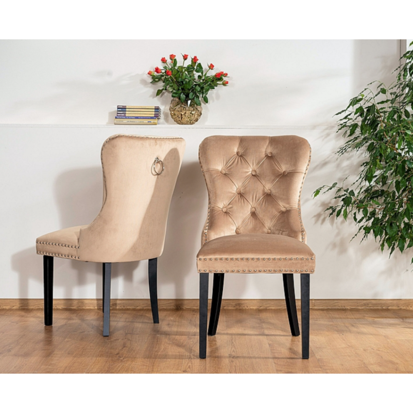 Fauteuil Baroque Style Château – Capitonné Médaillon, Tissu Or – Neuf Pour Salon
