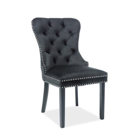Chaise design baroque velours capitonné noir Nebul