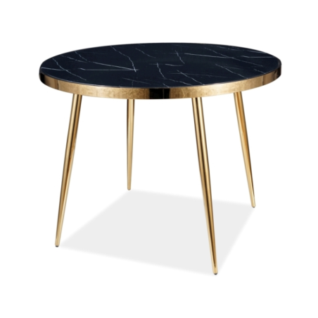 Table à manger ronde marbre noir et or 100cm Nola