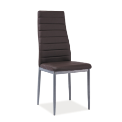 Chaise design pieds alu & écocuir marron Gwana