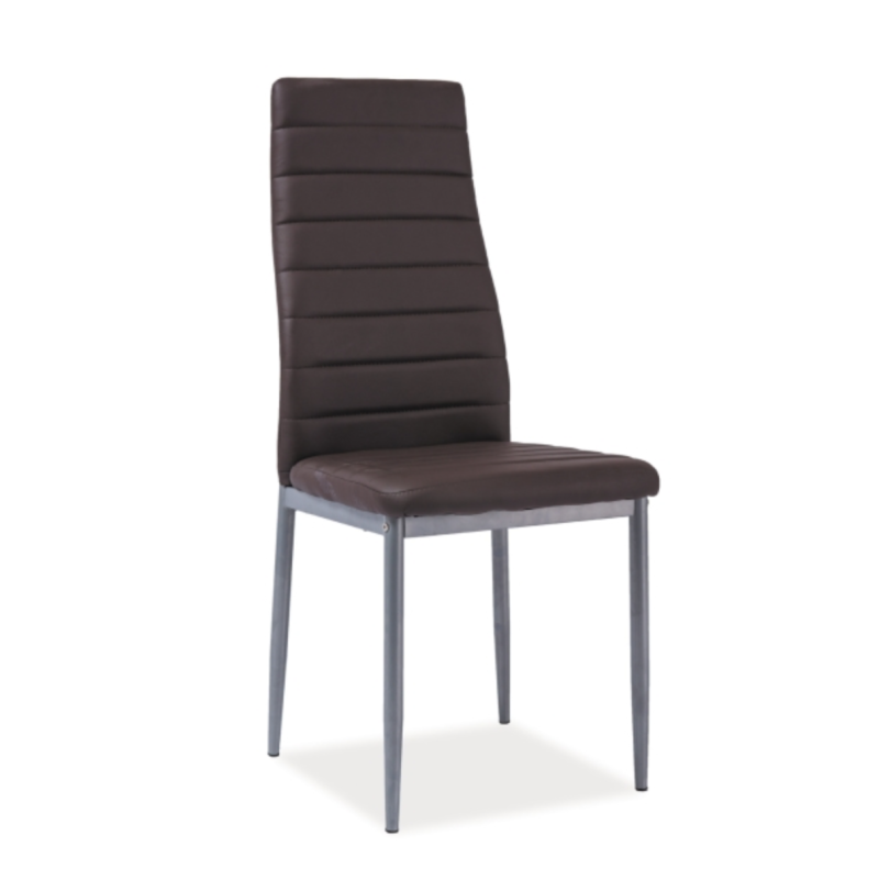 Chaise design pieds alu & écocuir marron Gwana