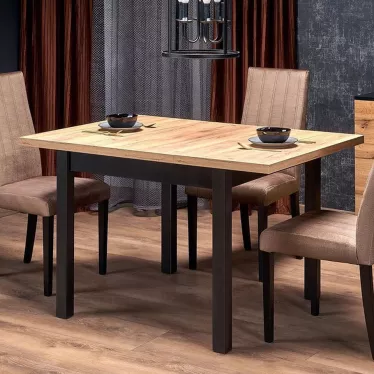 Table à manger extensible carrée noir & chêne 90cm Brevla