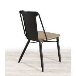 2 chaises industrielles couleur noir et bois Olana