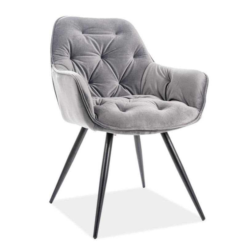 Chaise design métal noir et velours gris Umexa