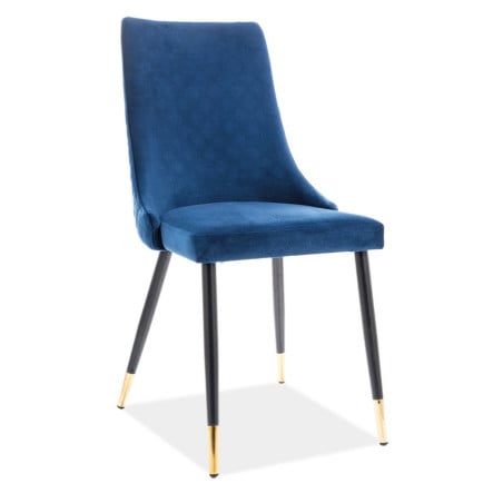 Chaise design métal noir et doré et velours bleu Sommer - Chaises - So Inside