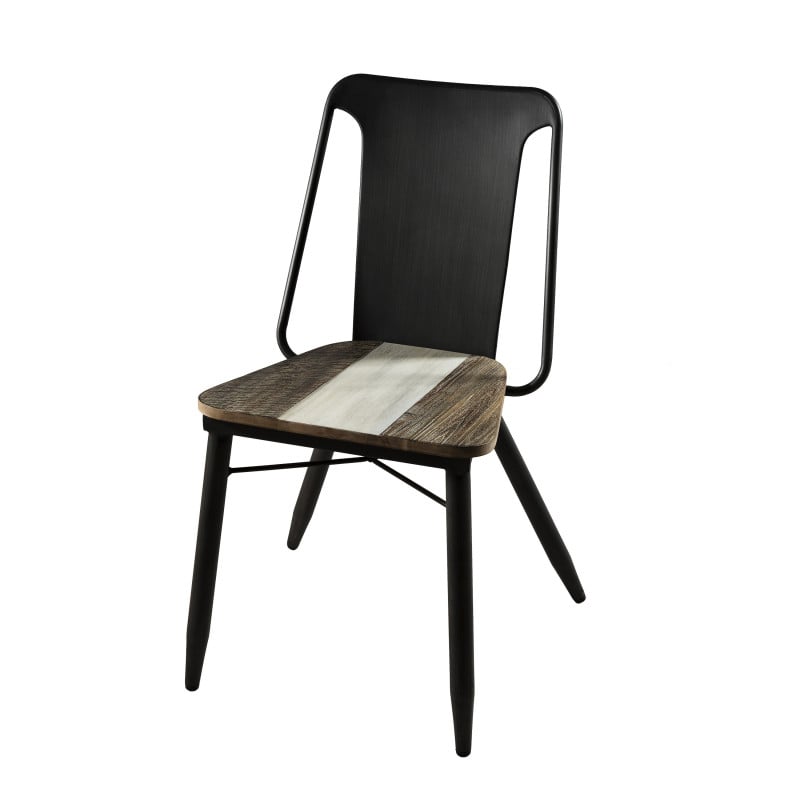 Chaise design industriel bois et métal Léon