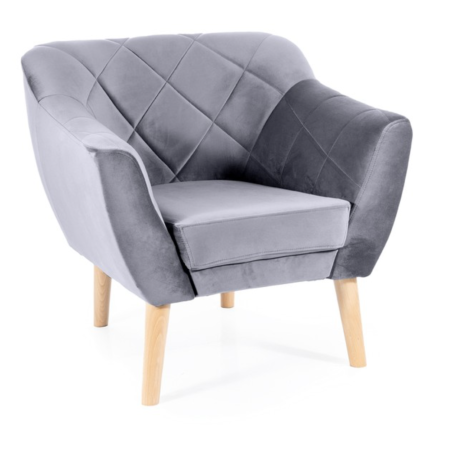 Fauteuil design velours gris & hêtre Blink - Fauteuils - So Inside