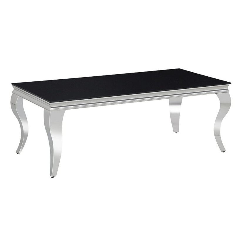 Table basse baroque métal & céramique noir 120cm Bolti