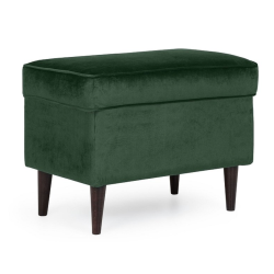 Pouf design velours vert et wengé Havo
