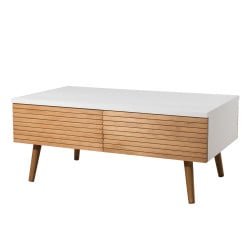 Table basse design scandinave bois et blanc Ella