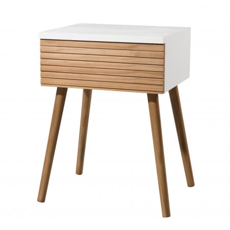 Table de chevet design scandinave bois et blanc Ella