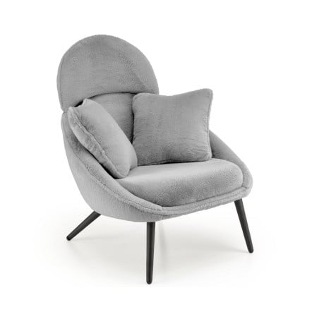 Fauteuil lounge design en tissu gris avec pieds en métal noir Plazza - Fauteuils - So Inside